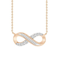 Thumbnail for LADIES DIAMOND NECKLACE 1/4 CT ROUND/BAGUETTE DIAMOND 10K ROSE GOLD