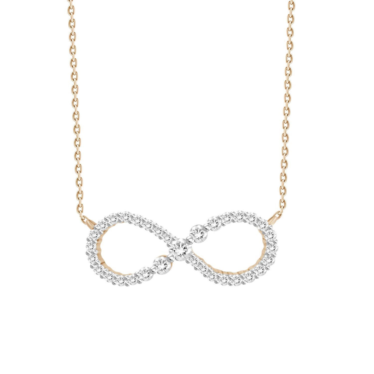 LADIES DIAMOND NECKLACE 1/4 CT ROUND DIAMOND 10K ROSE GOLD