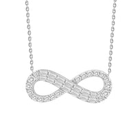 Thumbnail for LADIES DIAMOND NECKLACE 1/4 CT ROUND/BAGUETTE DIAMOND 10K WHITE GOLD