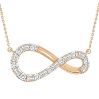 Thumbnail for LADIES DIAMOND NECKLACE 1/3 CT ROUND/BAGUETTE DIAMOND 10K ROSE GOLD