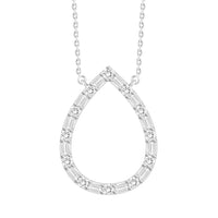 Thumbnail for LADIES DIAMOND NECKLACE 1/3 CT ROUND/BAGUETTE DIAMOND 10K WHITE GOLD