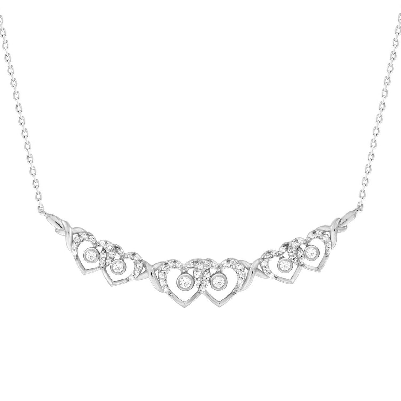 LADIES DIAMOND NECKLACE 1/5 CT ROUND DIAMOND 10K WHITE GOLD