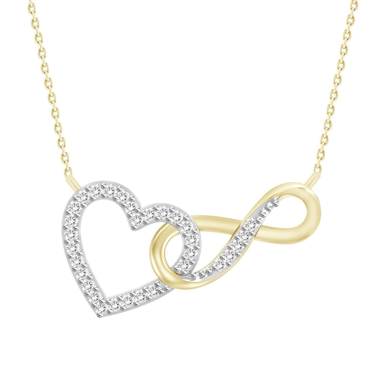 LADIES DIAMOND NECKLACE 1/10 CT ROUND DIAMOND 10K YELLOW GOLD