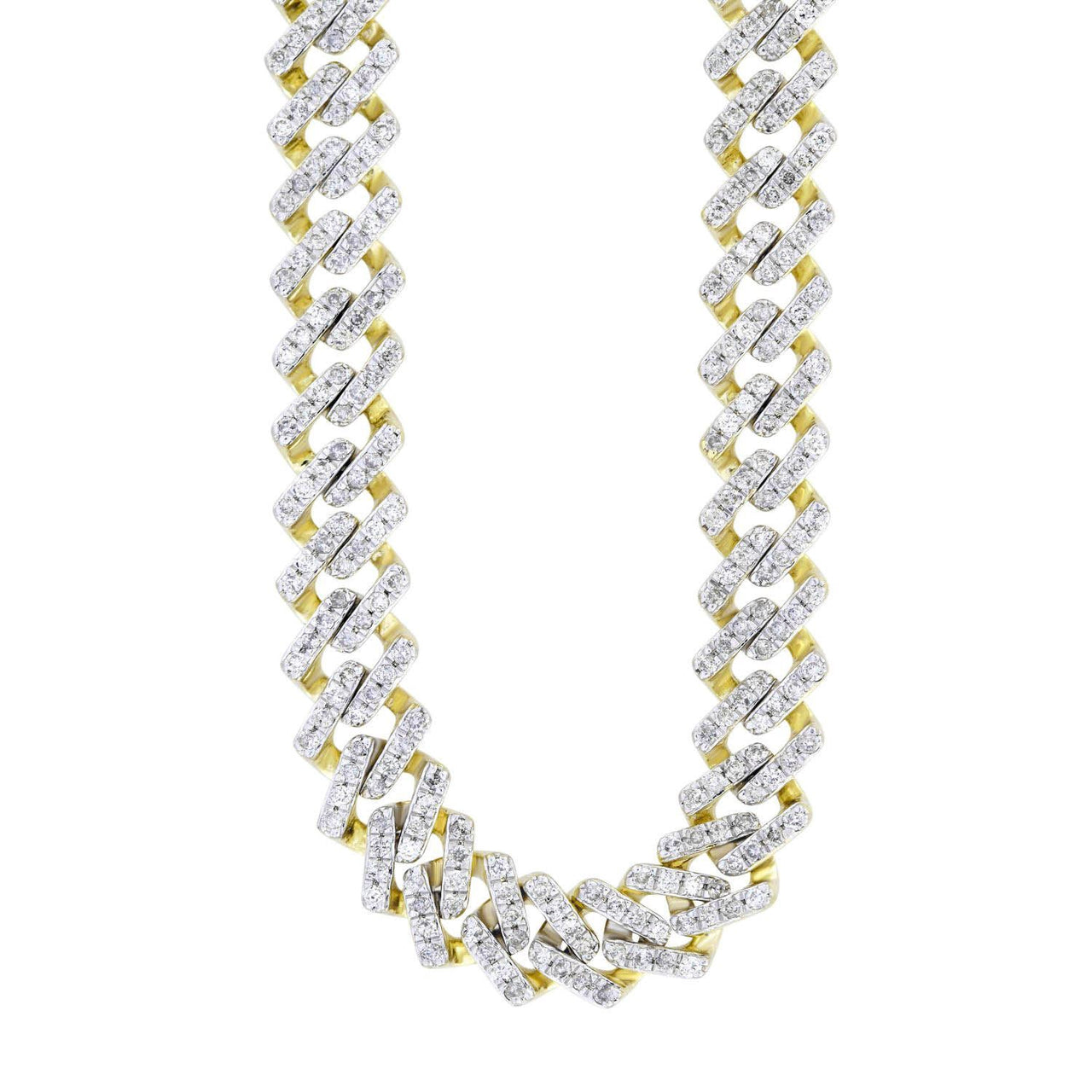 MEN'S DIAMOND NECKLACE 9 1/2 CT ROUND DIAMOND 10K YELLOW GOLD