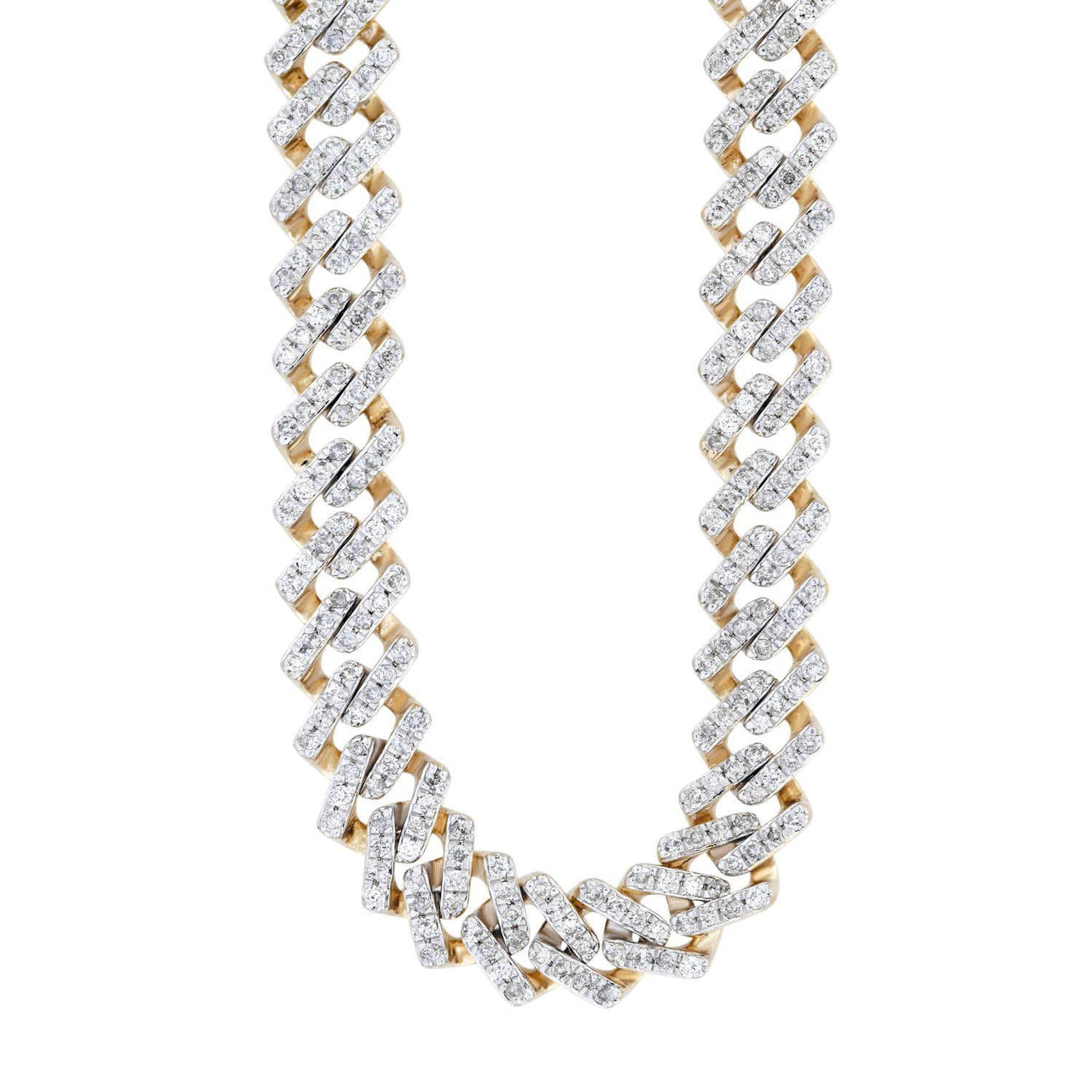 MEN'S DIAMOND NECKLACE 9 1/2 CT ROUND DIAMOND 10K ROSE GOLD