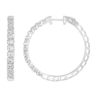 Thumbnail for LADIES HOOP 1 CT ROUND DIAMOND 10K WHITE GOLD