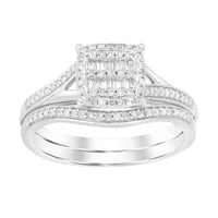 Thumbnail for LADIES BRIDAL RING SET 1/4 CT ROUND/BAGUETTE DIAMOND 10K WHITE GOLD