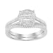 LADIES BRIDAL RING SET 1/4 CT ROUND/BAGUETTE DIAMOND 10K WHITE GOLD