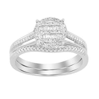 Thumbnail for LADIES BRIDAL RING SET 1/4 CT ROUND/BAGUETTE DIAMOND 10K WHITE GOLD