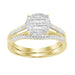 LADIES BRIDAL RING SET 1/4 CT ROUND/BAGUETTE DIAMOND 10K YELLOW GOLD
