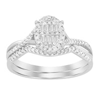 Thumbnail for LADIES BRIDAL RING SET 1/4 CT ROUND/BAGUETTE DIAMOND 10K WHITE GOLD