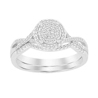 Thumbnail for LADIES BRIDAL RING SET 1/4 CT ROUND DIAMOND SILVER