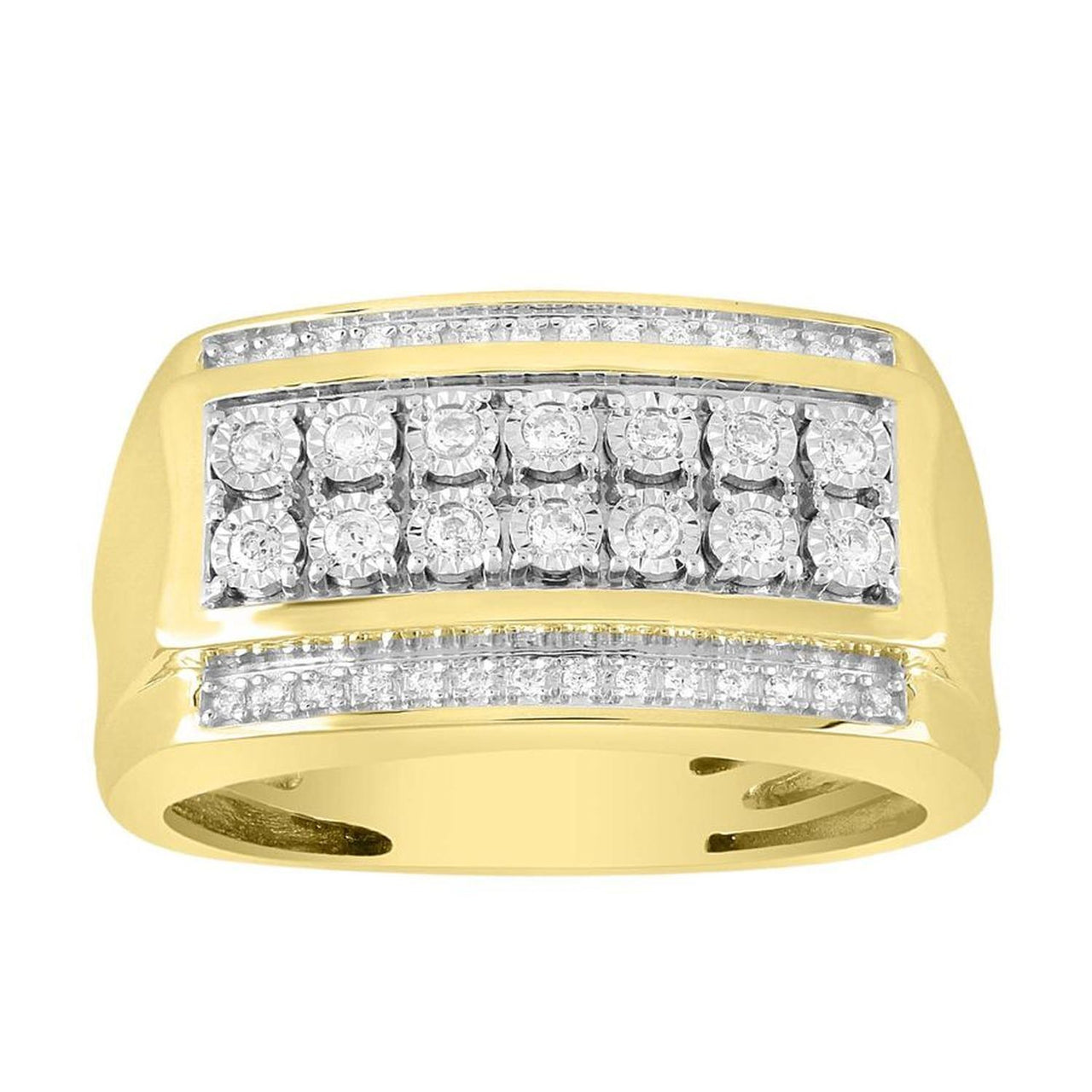 MEN'S RING 1/4 CT ROUND DIAMOND 10K YELLOW GOLD