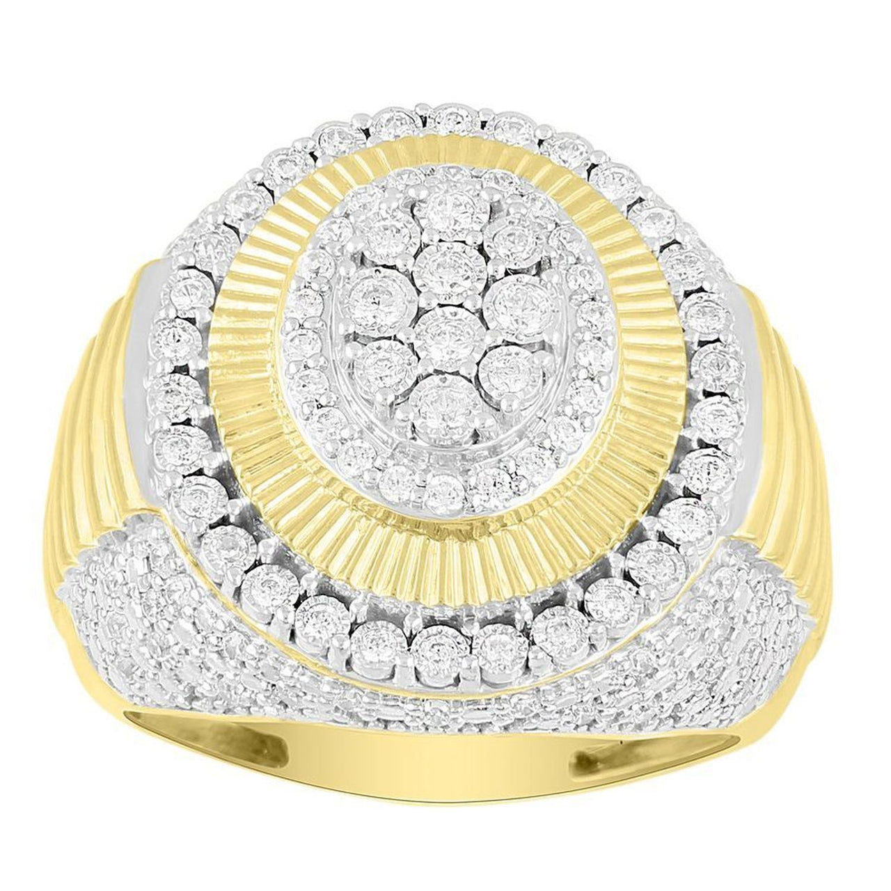 MEN'S RING 1 CT ROUND DIAMOND 10K YELLOW GOLD