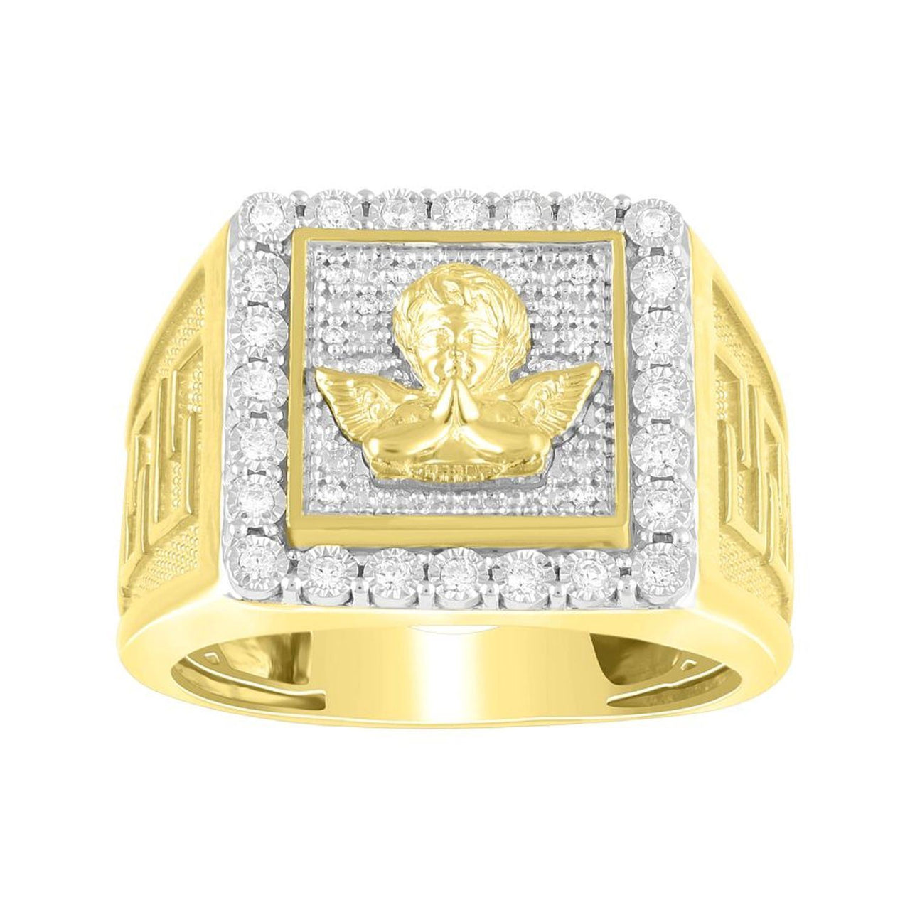 MEN'S RING 1/4 CT ROUND DIAMOND 10K YELLOW GOLD