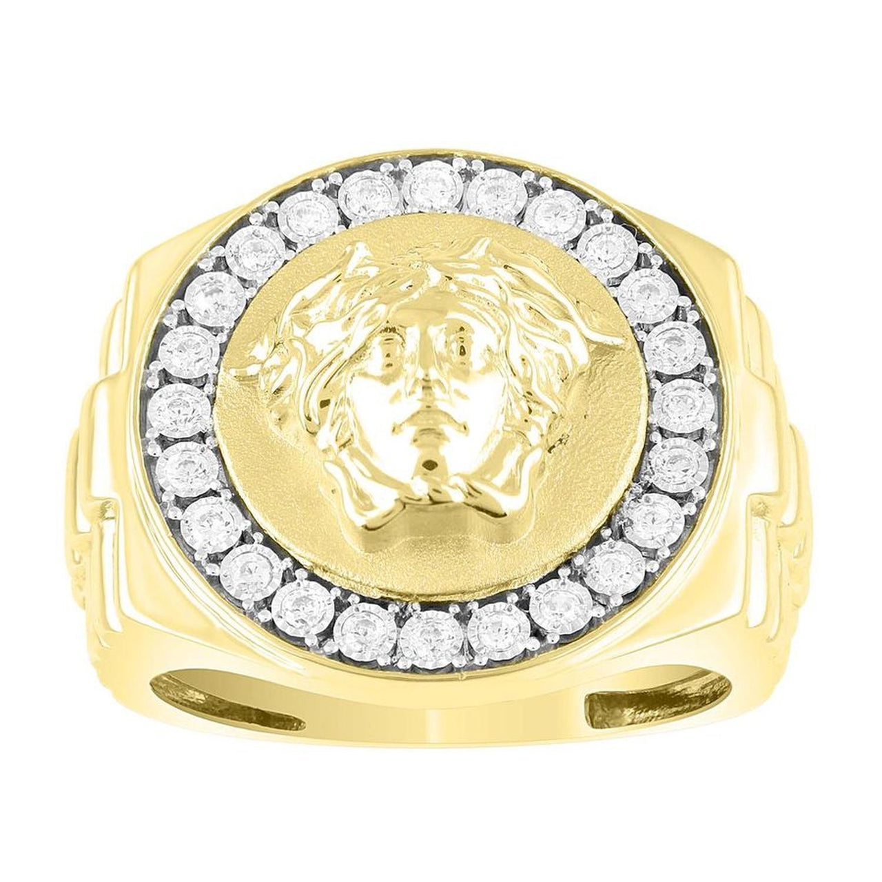 MEN'S RING 1/4 CT ROUND DIAMOND 10K YELLOW GOLD