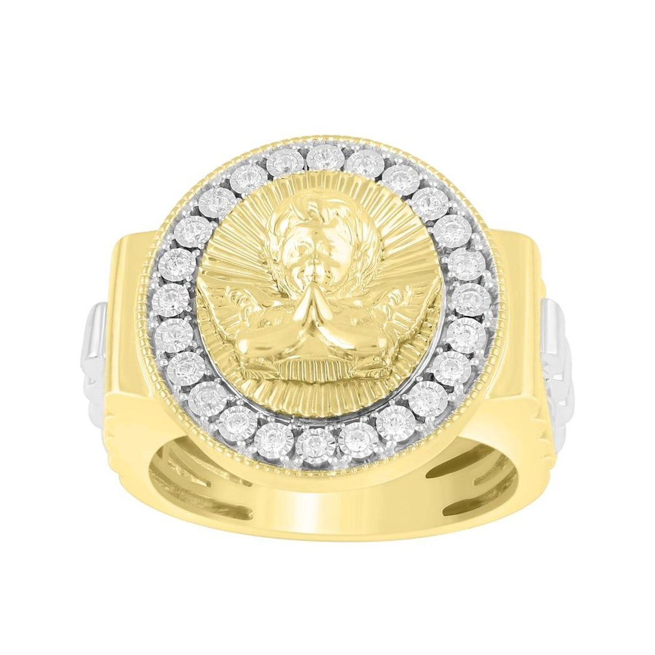 MEN'S RING 1/4 CT ROUND DIAMOND 10K YELLOW GOLD