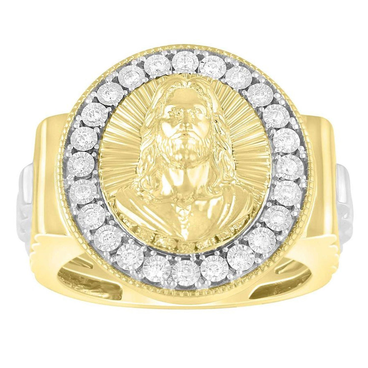 MEN'S RING 1/4 CT ROUND DIAMOND 10K YELLOW GOLD