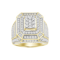 Thumbnail for MEN'S RING 2 5/8 CT ROUND/BAGUETTE DIAMOND 10K YELLOW GOLD