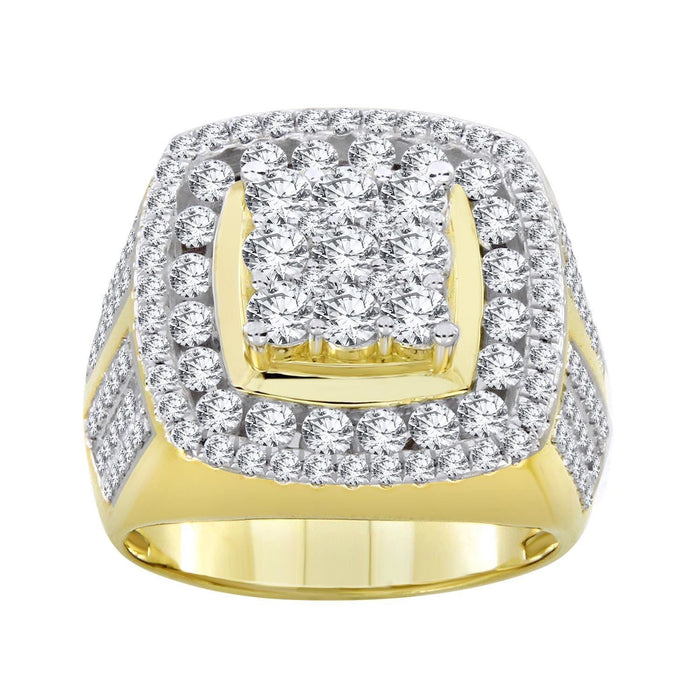 MEN'S RING 3 CT ROUND DIAMOND 10K YELLOW GOLD