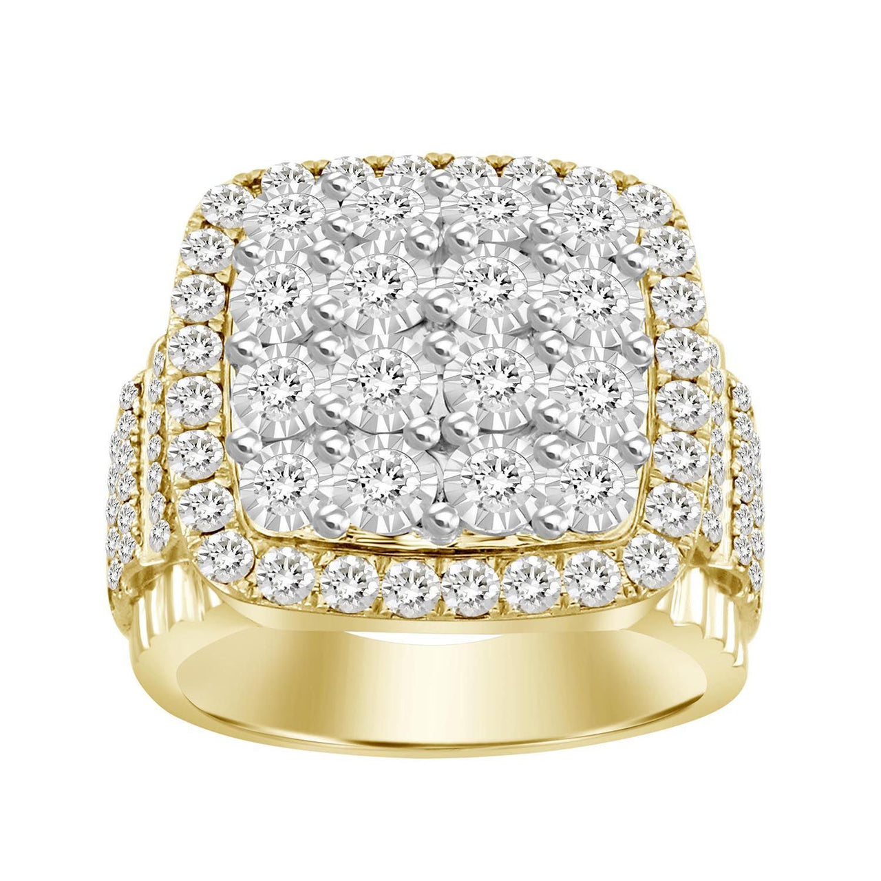 MEN'S RING 2 1/2 CT ROUND DIAMOND 10K YELLOW GOLD