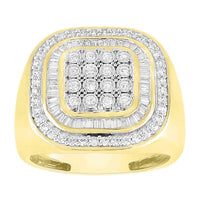 Thumbnail for MEN'S RING 1 CT ROUND/BAGUETTE DIAMOND 10K YELLOW GOLD
