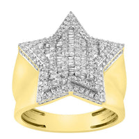 Thumbnail for MEN'S RING 1 CT ROUND/BAGUETTE DIAMOND 10K YELLOW GOLD