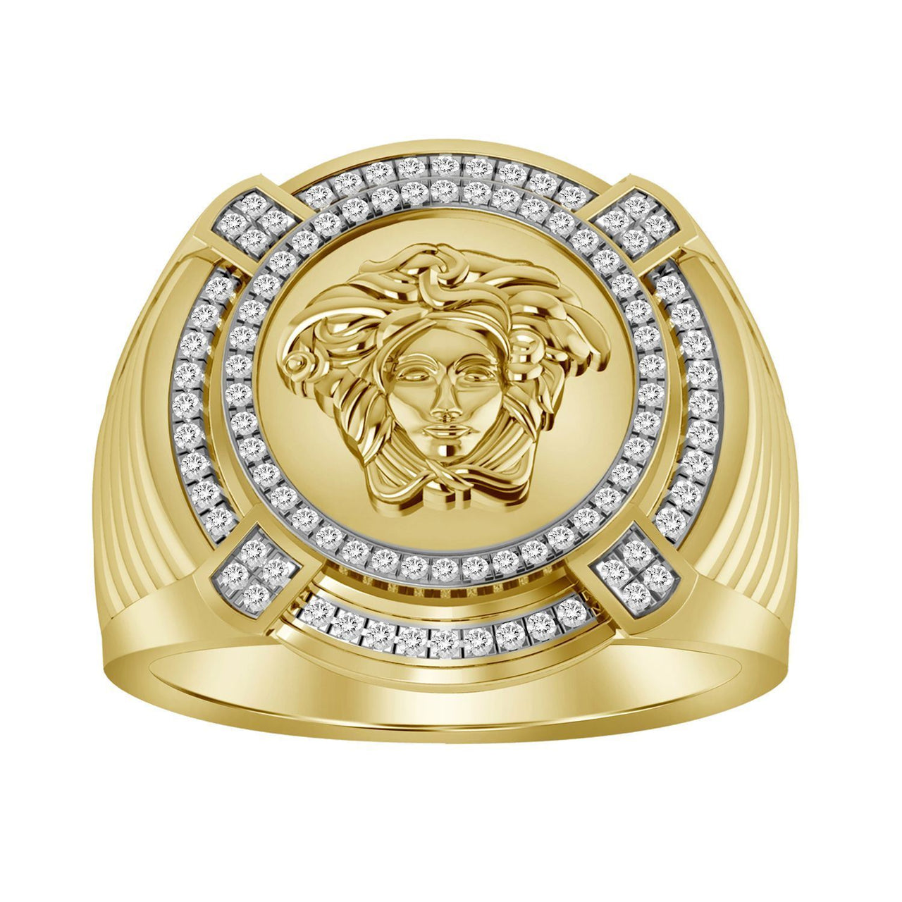 MEN'S RING 1/4 CT ROUND DIAMOND 10K YELLOW GOLD
