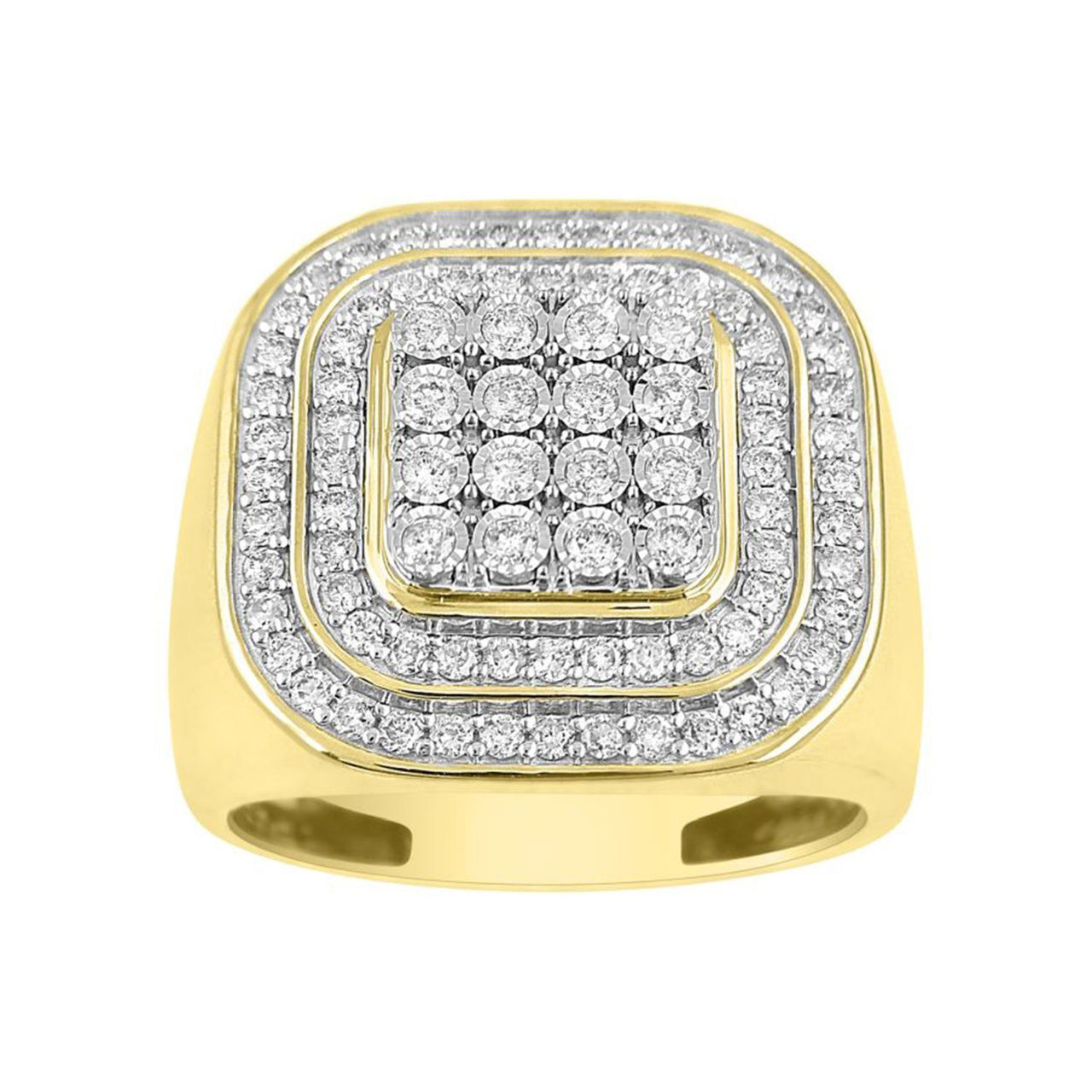 MEN'S RING 1 CT ROUND DIAMOND 10K YELLOW GOLD