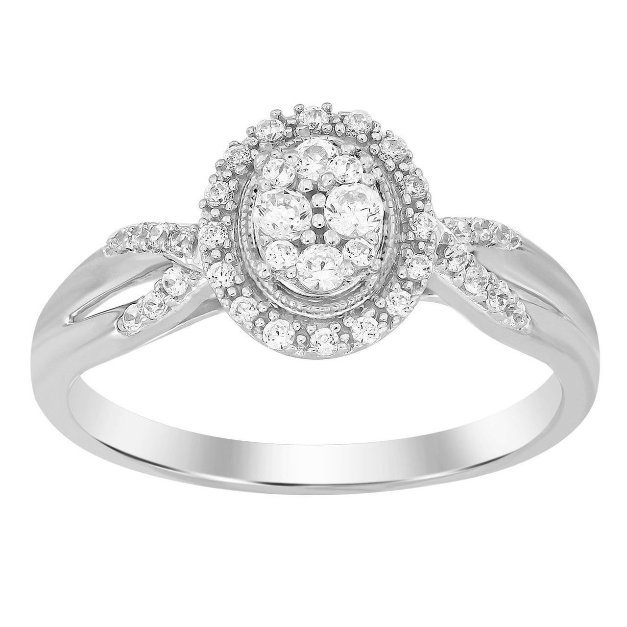 LADIES RING 1/4 CT ROUND DIAMOND 10K WHITE GOLD