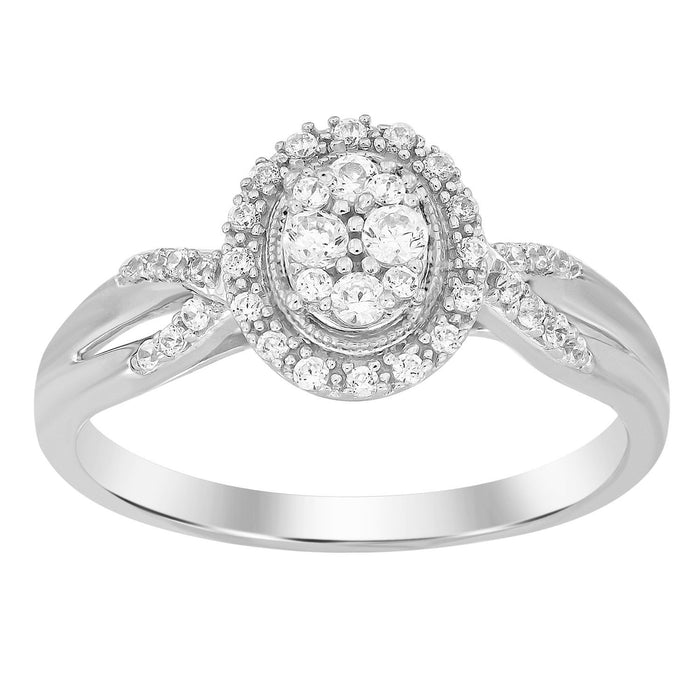 LADIES RING 1/4 CT ROUND DIAMOND 10K WHITE GOLD