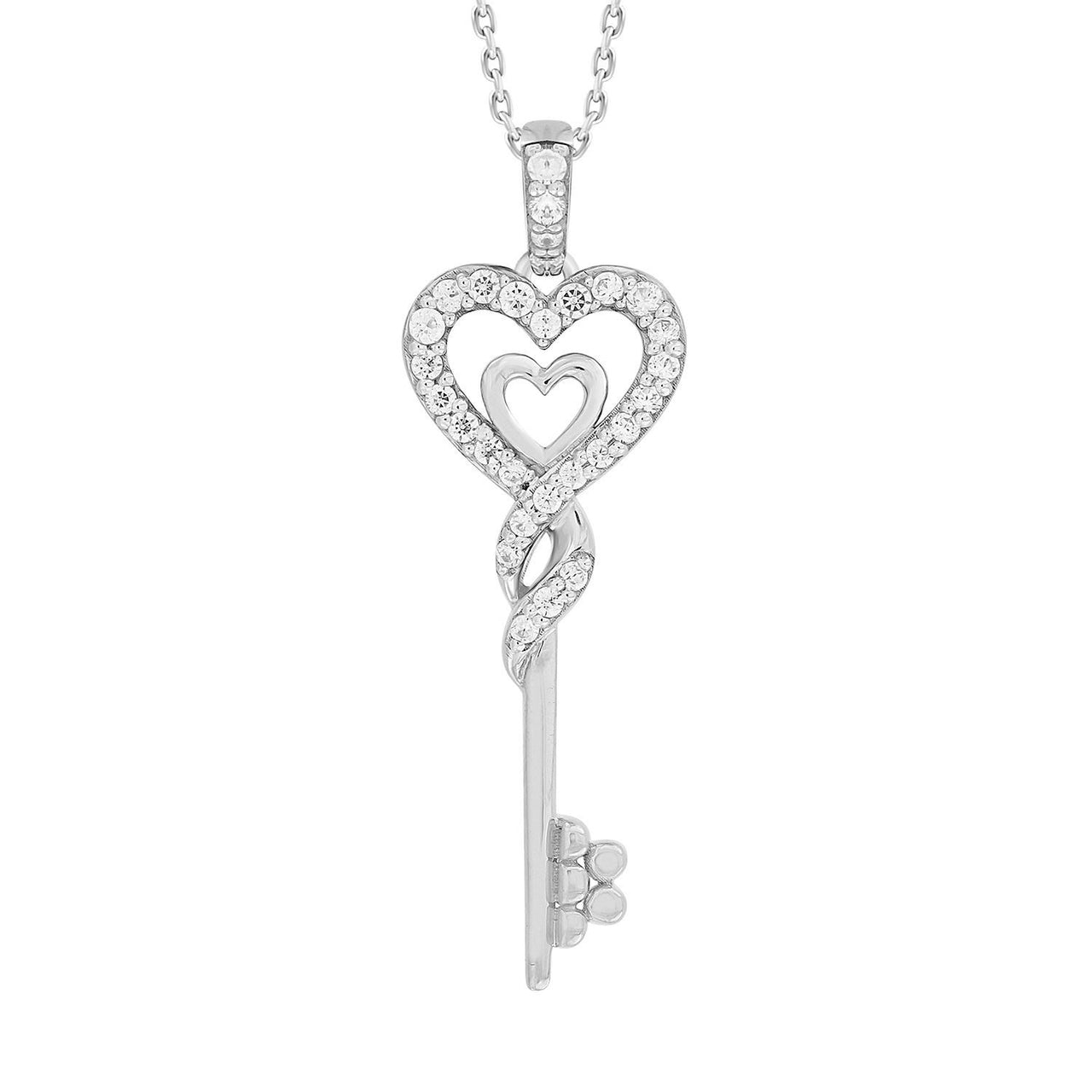 LADIES PENDANT 1/5 CT ROUND DIAMOND 10K WHITE GOLD