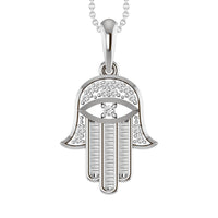 Thumbnail for LADIES PENDANT 1/5 CT ROUND/BAGUETTE DIAMOND 10K WHITE GOLD