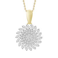 Thumbnail for LADIES PENDANT 1/4 CT ROUND/BAGUETTE DIAMOND 10K YELLOW GOLD