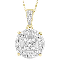 Thumbnail for LADIES PENDANT 3/8 CT ROUND/BAGUETTE DIAMOND 10K YELLOW GOLD
