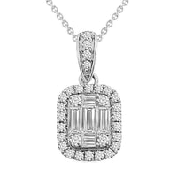 Thumbnail for LADIES PENDANT 3/8 CT ROUND/BAGUETTE DIAMOND 10K WHITE GOLD