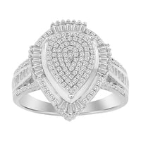 Thumbnail for LADIES RING 1/2 CT ROUND/BAGUETTE DIAMOND 10K WHITE GOLD