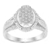 LADIES RING 1/4 CT ROUND/BAGUETTE DIAMOND 10K WHITE GOLD