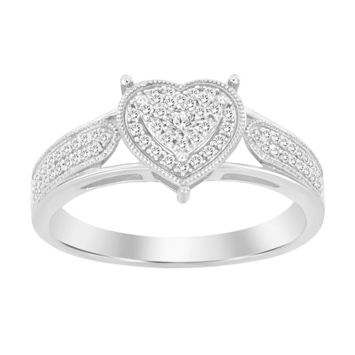 LADIES RING 1/5 CT ROUND DIAMOND SILVER