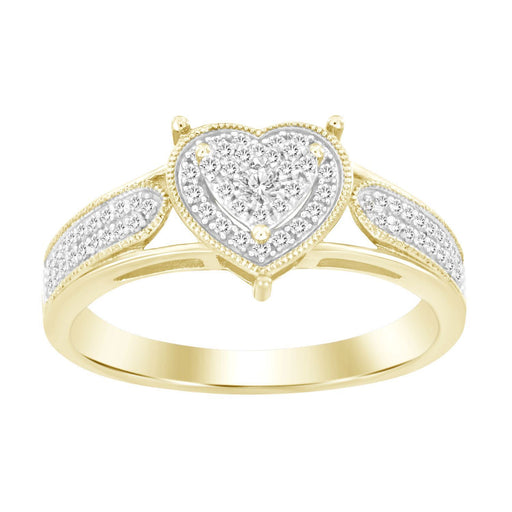 LADIES RING 1/5 CT ROUND DIAMOND SILVER YELLOW PLATED