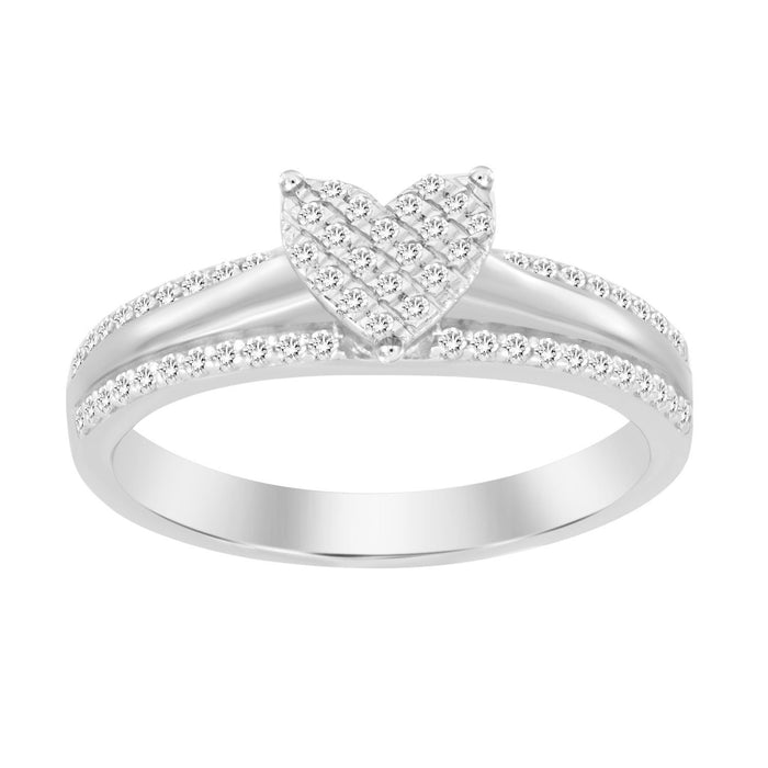 LADIES RING 1/5 CT ROUND DIAMOND SILVER