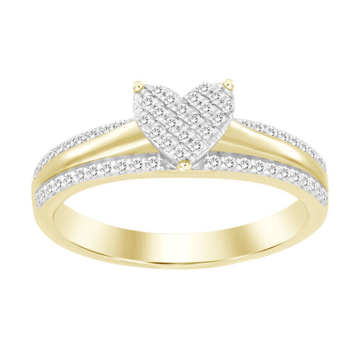 LADIES RING 1/5 CT ROUND DIAMOND SILVER YELLOW PLATED