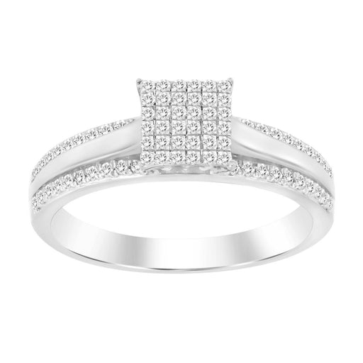 LADIES RING 1/5 CT ROUND DIAMOND SILVER