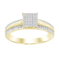 Thumbnail for LADIES RING 1/5 CT ROUND DIAMOND SILVER YELLOW PLATED