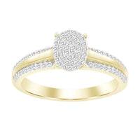 Thumbnail for LADIES RING 1/5 CT ROUND DIAMOND SILVER YELLOW PLATED