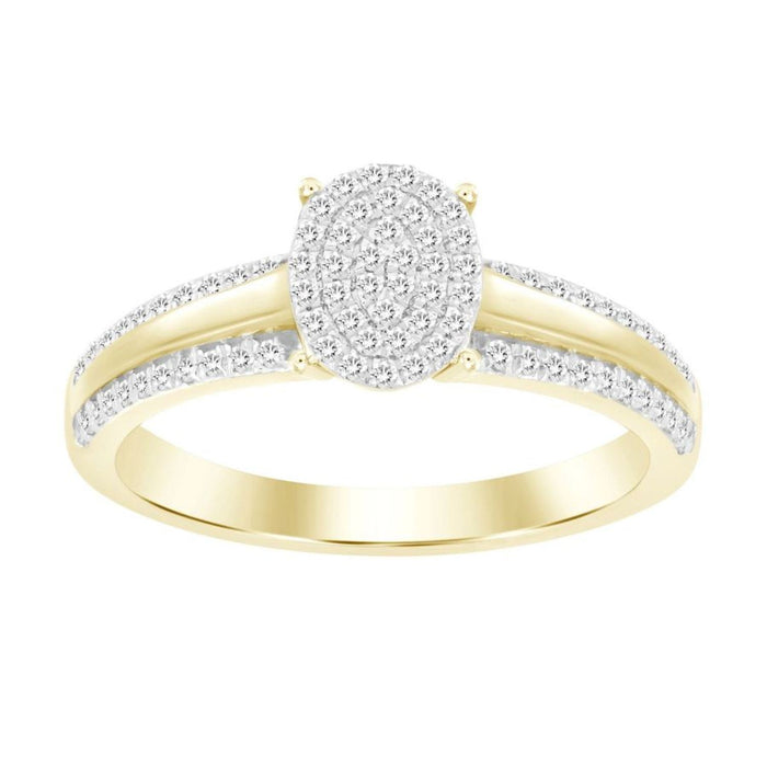 LADIES RING 1/5 CT ROUND DIAMOND SILVER YELLOW PLATED