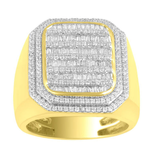 MEN'S RING 1 1/2 CT ROUND/BAGUETTE DIAMOND 10K YELLOW GOLD