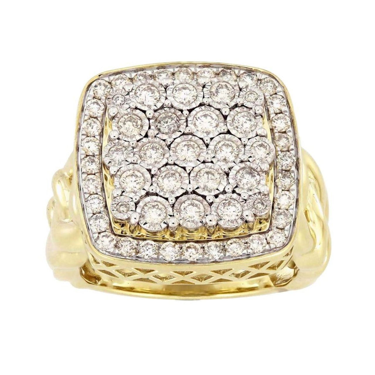 MEN'S RING 1 1/2 CT ROUND DIAMOND 10K YELLOW GOLD