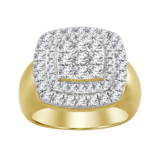 MEN'S RING 2 1/4 CT ROUND DIAMOND 10K YELLOW GOLD