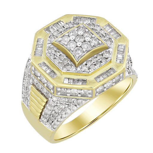 MEN'S RING 2 1/2 CT ROUND DIAMOND 10K YELLOW GOLD